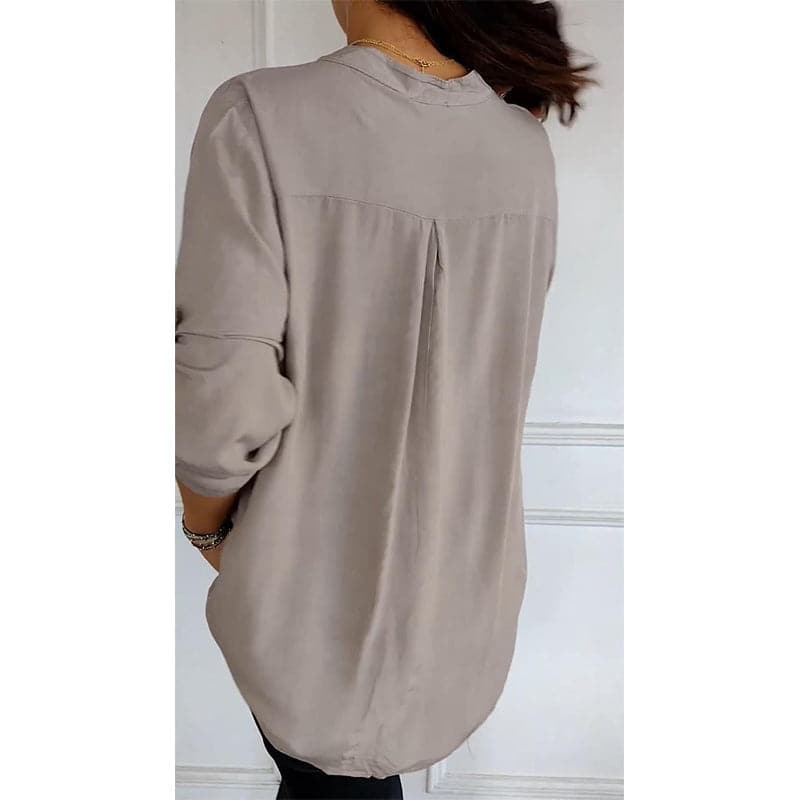 Cotton V-neck Sequin Mid-sleeve Casual Top