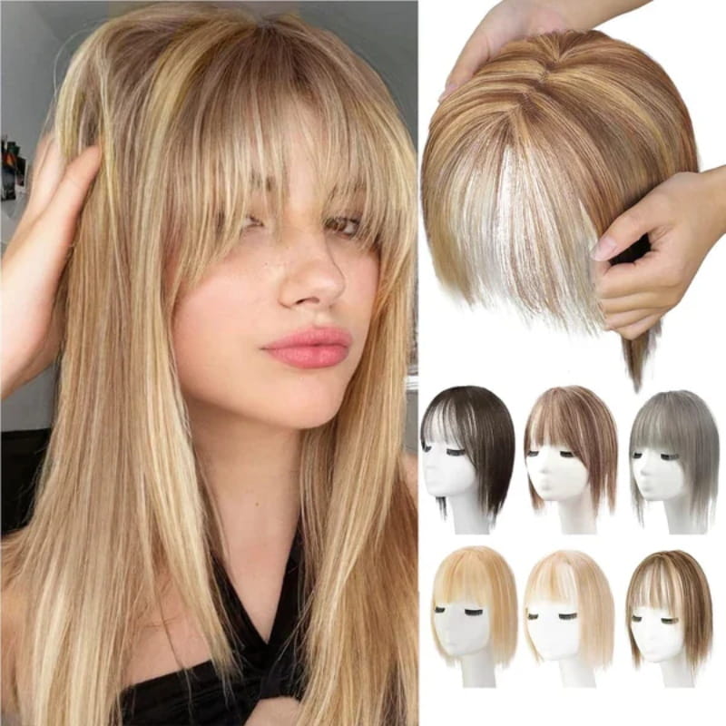 💥superior quality-Natural Hair Toppers with Bangs for Women