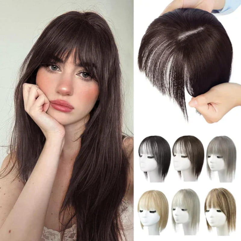 💥superior quality-Natural Hair Toppers with Bangs for Women