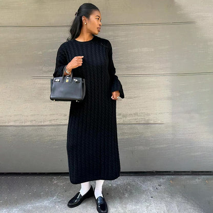 Oversized Sweater Dress with Cable Knit