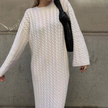 Oversized Sweater Dress with Cable Knit