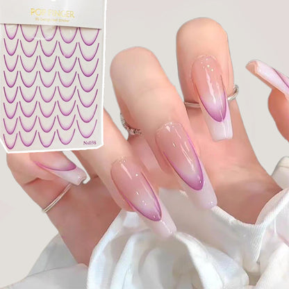 Minimalist Gradient 3D Arc-Moon Nail Art Stickers