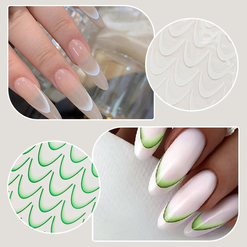 Minimalist Gradient 3D Arc-Moon Nail Art Stickers