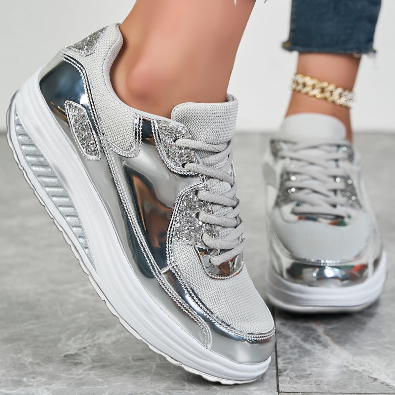 Women’s Trendy Casual Sparkling Style Platform Sneakers