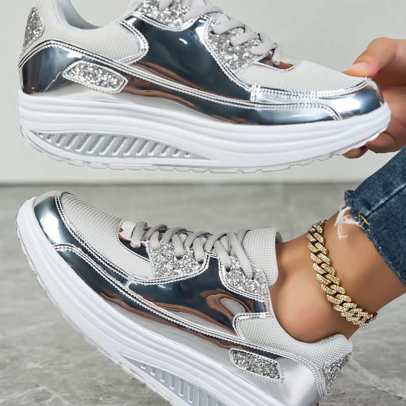 Women’s Trendy Casual Sparkling Style Platform Sneakers