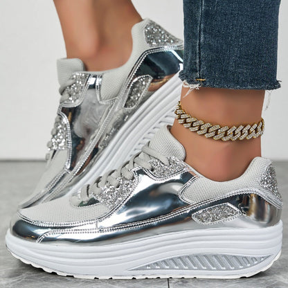 Women’s Trendy Casual Sparkling Style Platform Sneakers