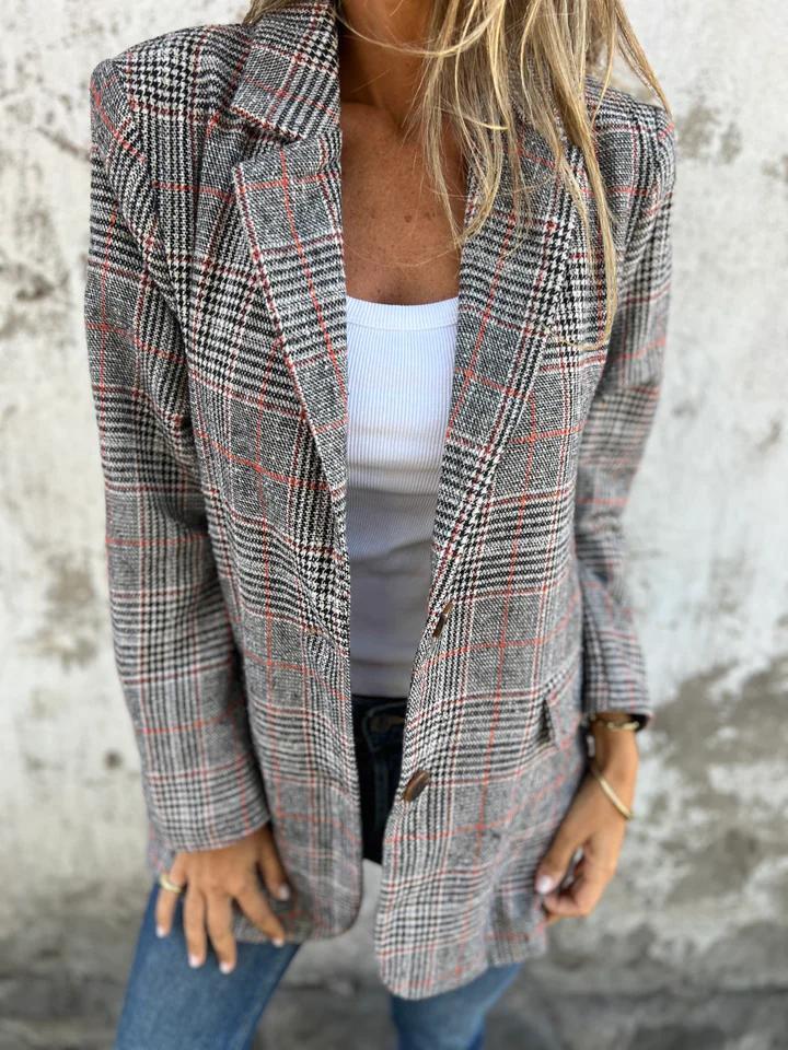 🍂Fall Lapel Collar Slim Button Plaid Small Suit For Women