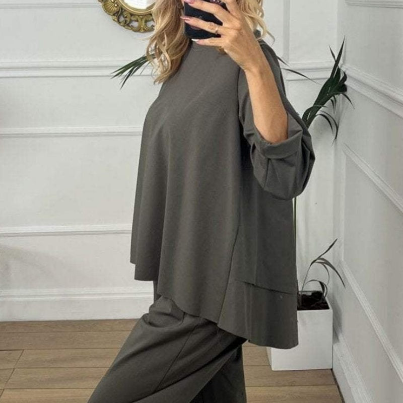 Women's Casual Solid Color Long Sleeve 2 Piece Set